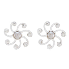 Pearl-Japanese-Lea-Solitaire-Stud-White-Silver-Earring