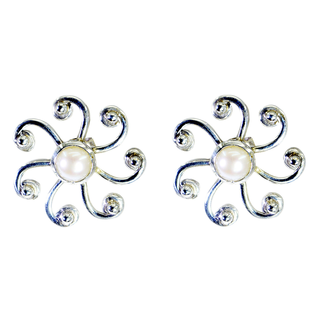 Pearl-Japanese-Lea-Solitaire-Stud-White-Silver-Earring