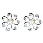 Pearl-Japanese-Lea-Solitaire-Stud-White-Silver-Earring