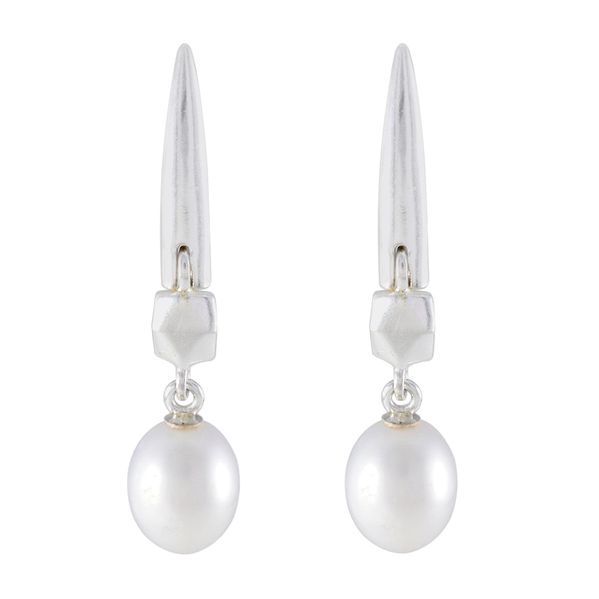 Pearl-Middle-Eastern-Lily-Solitaire-Stud-White-925-Sterling-Silver-Earring Главное изображение товара
