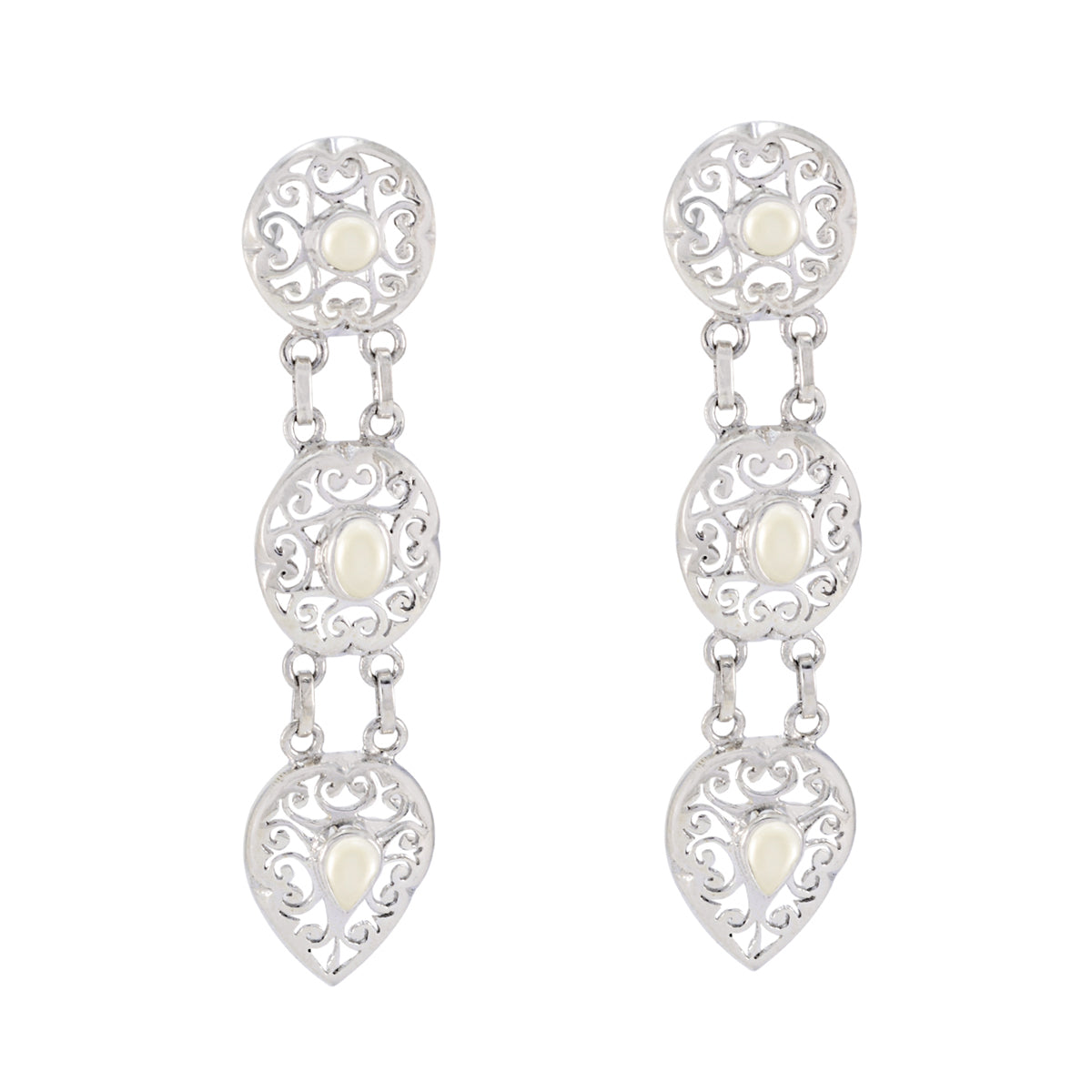 Pearl-Spanish-Isabella-Trilogy-Stud-White-925-Silver-Earring Imagen principal del producto