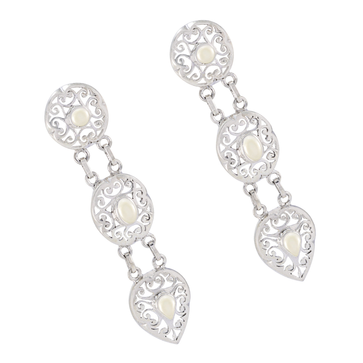 Pearl-Spanish-Isabella-Trilogy-Stud-White-925-Silver-Earring