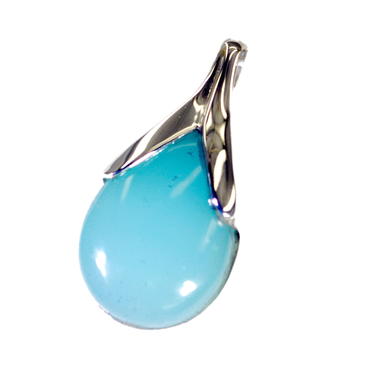 Aqua Chalcedony Mid-weight American Silver Solitaire Evelyn Engagement Blue Pendant Jewelry