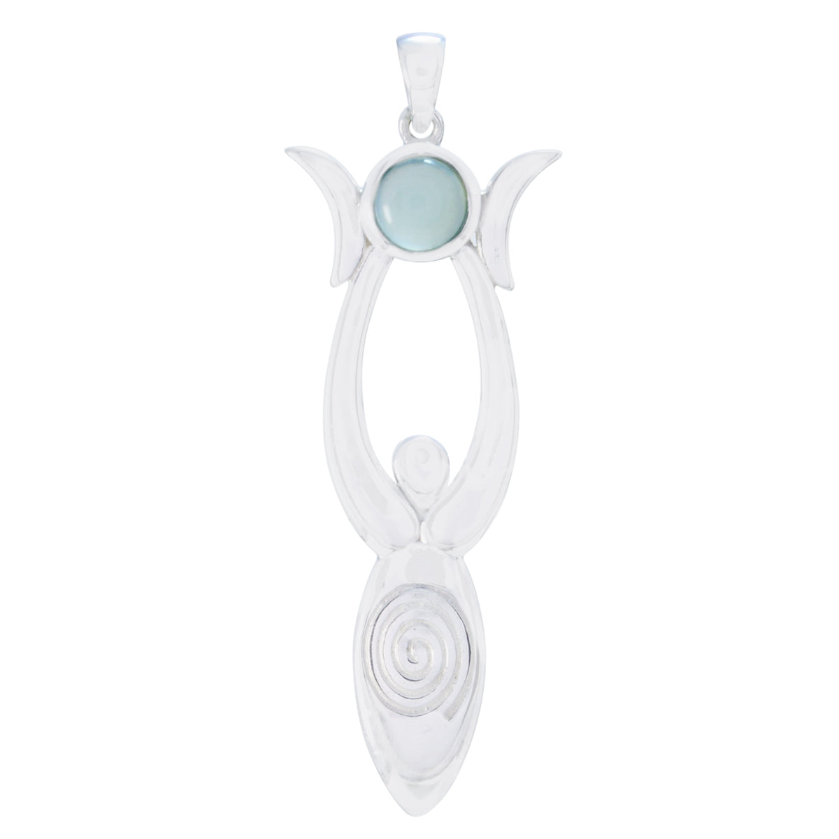 Aqua Chalcedony Whisper-thin French Silver Solitaire Aqua Pendant