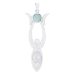 Aqua Chalcedony Whisper-thin French Silver Solitaire Aqua Pendant