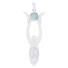 Aqua Chalcedony Whisper-thin French Silver Solitaire Aqua Pendant