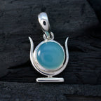 Aqua Chalcedony Delicate German Sterling Silver Solitaire Ivy valentine Blue Pendant Jewellery