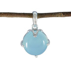 Aqua Chalcedony Whisper-thin Italian Sterling Silver Solitaire Aqua Pendant