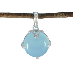 Aqua Chalcedony Whisper-thin Italian Sterling Silver Solitaire Aqua Pendant