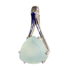 Aqua Chalcedony Dainty French 925 Silver Solitaire Aqua Pendant
