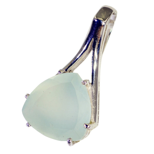 Aqua Chalcedony Dainty French 925 Silver Solitaire Antonia Eternity Blue Pendant Jewelry