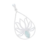 Aqua Chalcedony Dainty Italian Sterling Silver Solitaire Eleanor Rope-Wire Blue Pendant Jewellery