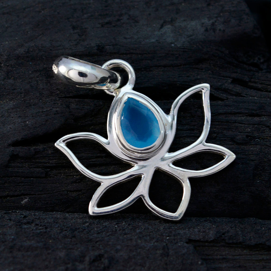 Aqua Chalcedony Delicate Italian Silver Solitaire Hannah Rope-Wire Blue Pendant Jewelry