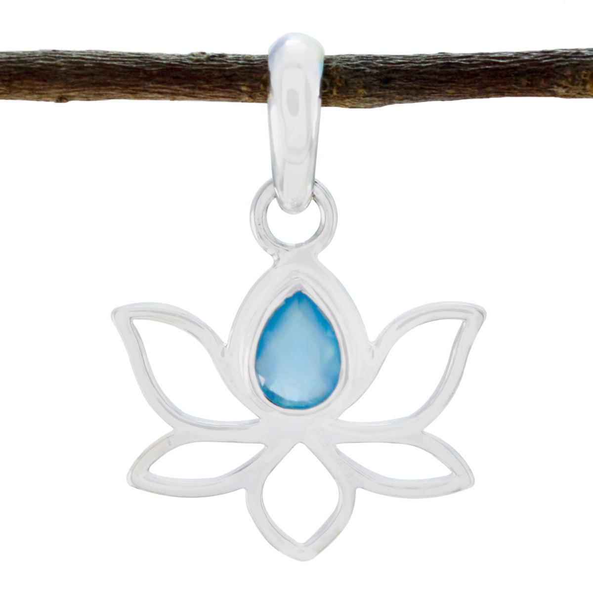 Aqua Chalcedony Delicate Italian Silver Solitaire Aqua Pendant Image principale du produit