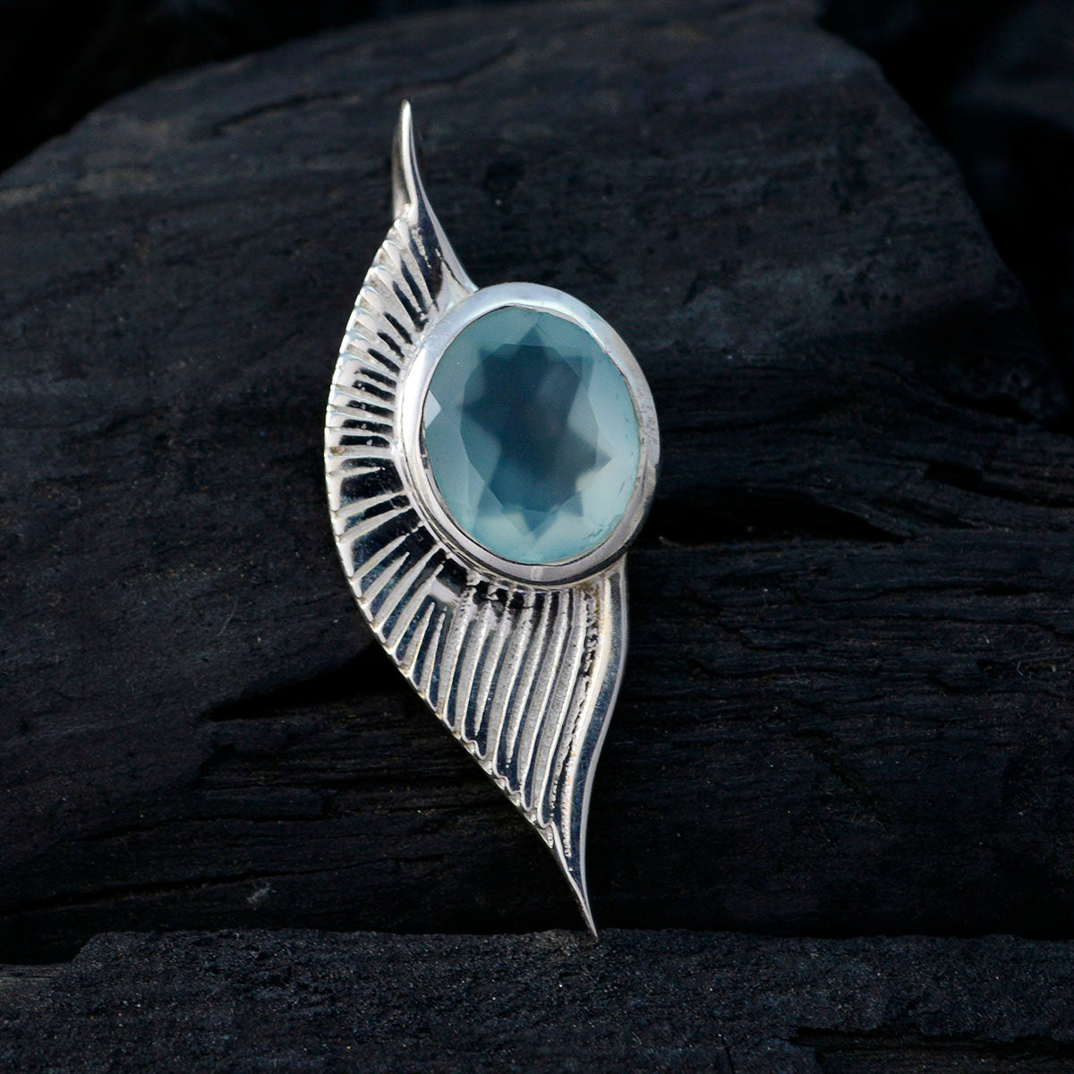 Aqua Chalcedony Dainty Italian Sterling Silver Solitaire Ines Luxurious Blue Pendant Jewellery