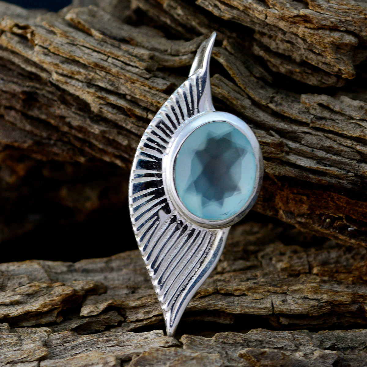 Aqua Chalcedoon Sierlijke Italiaanse Sterling Zilveren Solitaire Ines Luxe Blauwe Hanger Sieraden Secundaire afbeelding