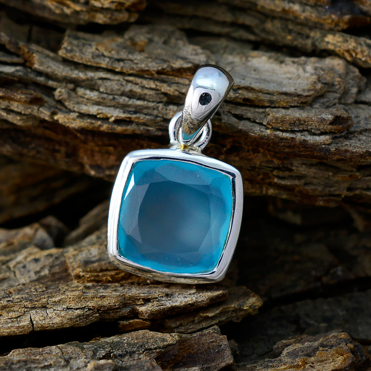 Aqua Chalcedony Dainty French Silver Solitaire Marie Contemporary Blue Pendant Jewelry