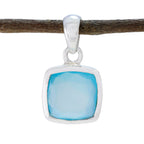 Aqua Chalcedony Dainty French Silver Solitaire Aqua Pendant