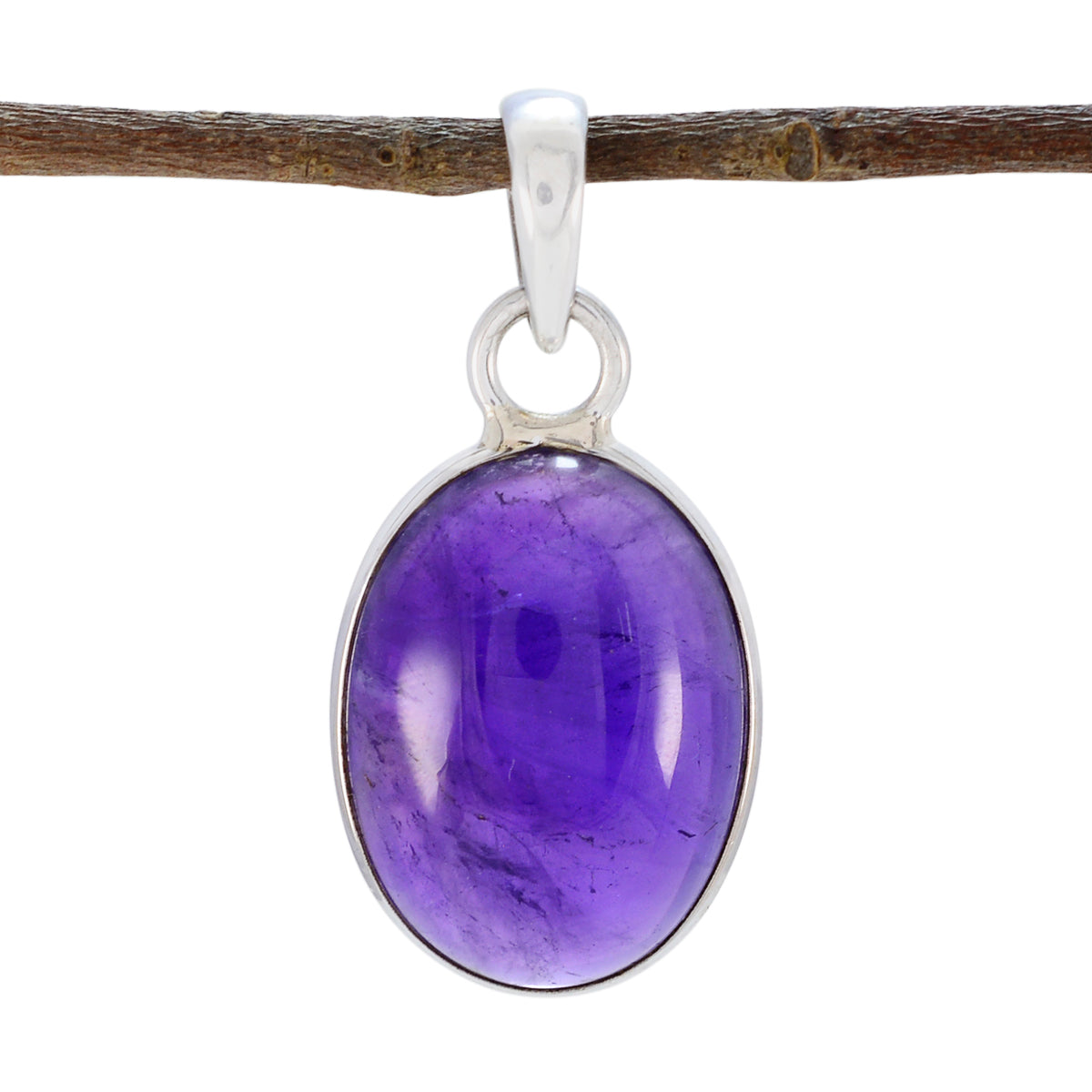Amethyst Classic Russian Sterling Silver Solitaire Purple Pendant