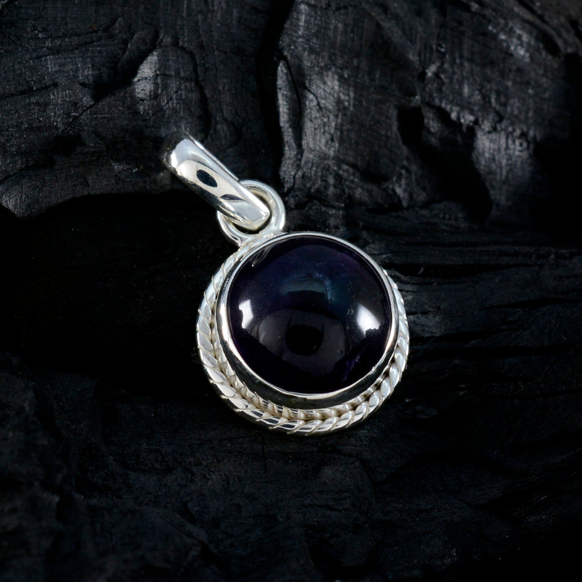 Amethyst Whisper-thin Russian Silver Solitaire Mariana Rope-Wire Purple Pendant Jewelry