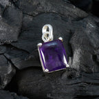 Amethyst Delicate Italian 925 Silver Solitaire Luna Graceful Purple Pendant Jewelry