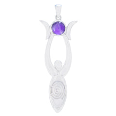 Amethyst Whisper-thin German Sterling Silver Solitaire Purple Pendant