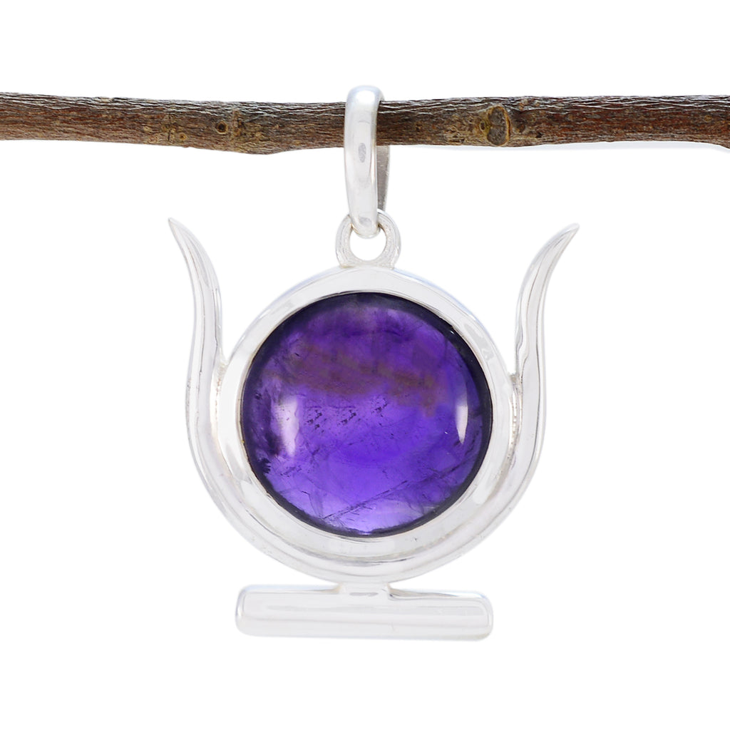 Amethyst Dainty Italian 925 Silver Solitaire Purple Pendant