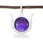 Amethyst Dainty Italian 925 Silver Solitaire Purple Pendant