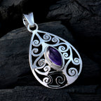 Amethyst Featherlight Spanish 92.5 Silver Solitaire Ivy Art-Deco Purple Pendant Jewellery