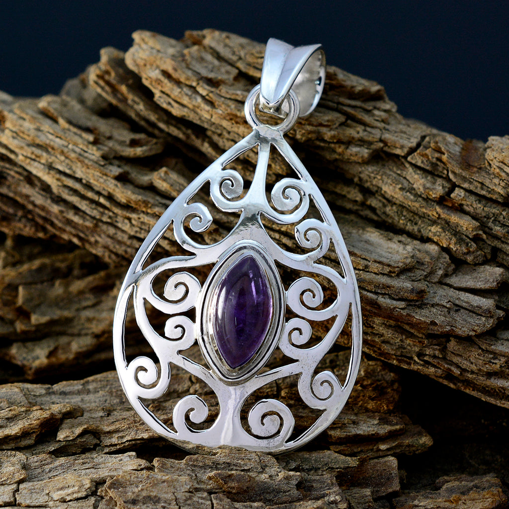 Amethyst Featherlight Spanish 92.5 Silver Solitaire Ivy Art-Deco Purple Pendant Jewellery