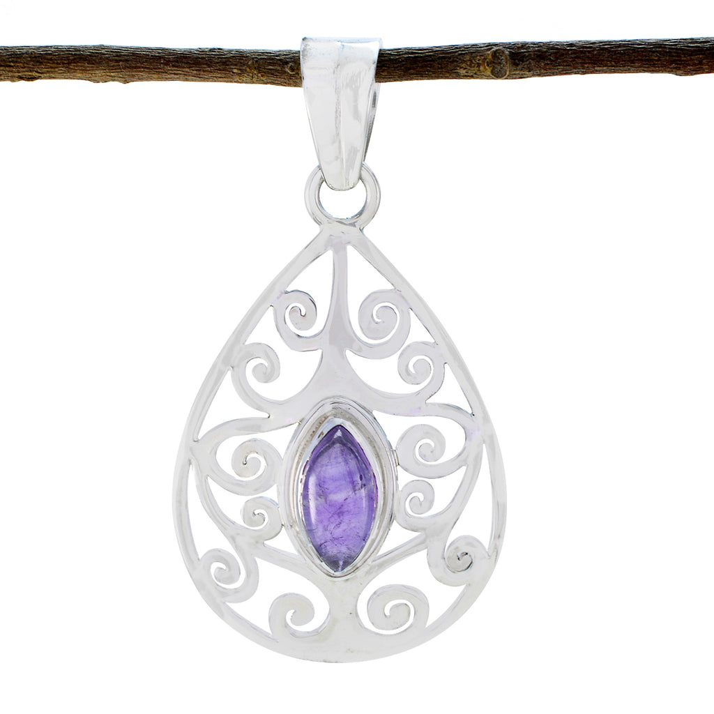 Amethyst Featherlight Spanish 92.5 Silver Solitaire Ivy Art-Deco Purple Pendant Jewellery