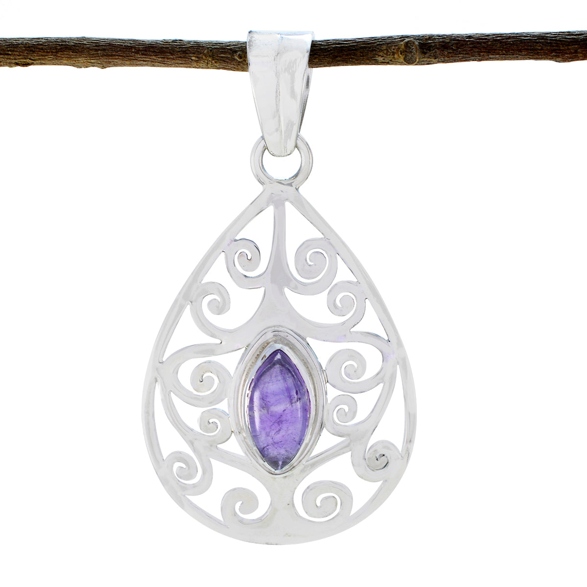 Amethyst Featherlight Spanish 92.5 Silver Solitaire Ivy Art-Deco Purple Pendant Jewellery