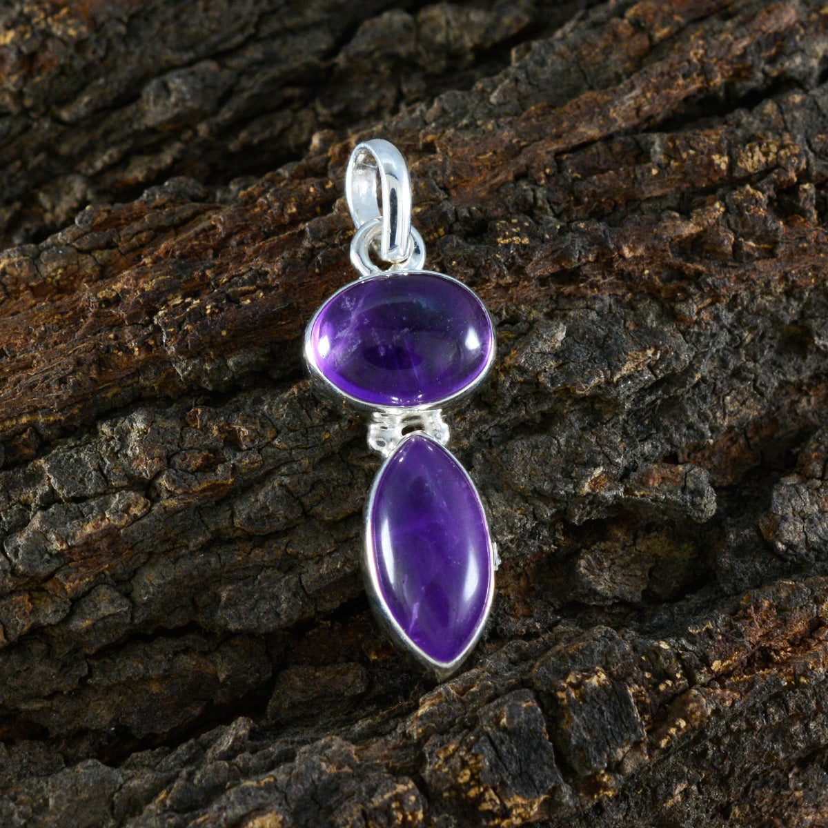 Pendentif violet glamour Toi et Moi Ella en argent sterling latino-américain ultra-fin avec améthyste Image secondaire du produit