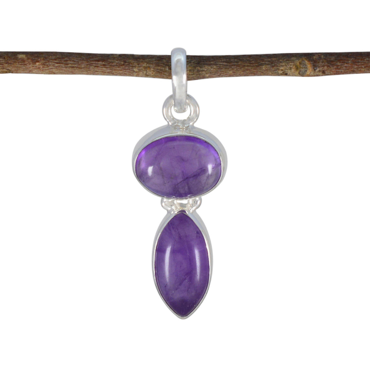 Amethyst Whisper-thin Latin American Sterling Silver Toi et Moi Purple Pendant Image principale du produit