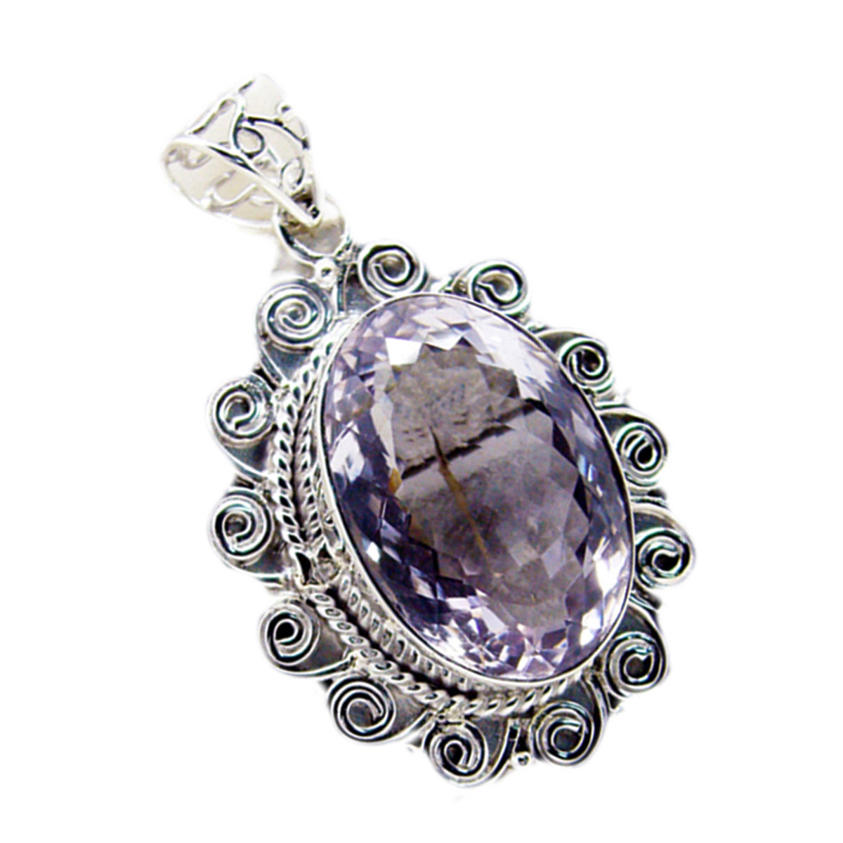 Pendentif Mathilde en argent 925 et améthyste turque, solitaire, violet Image principale du produit