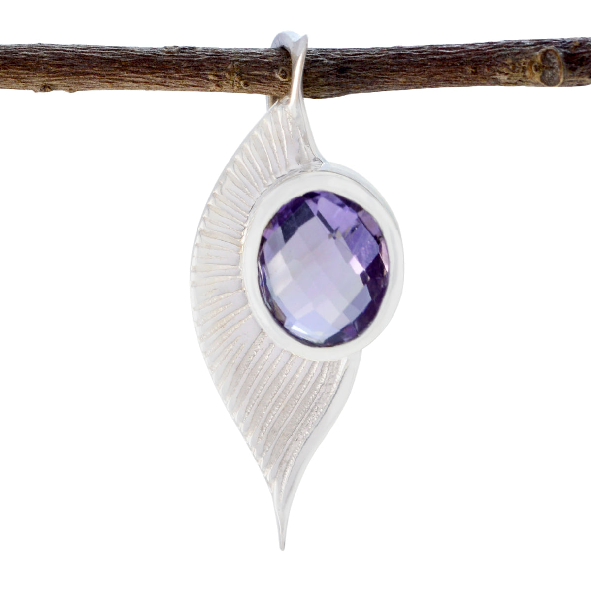 Amethyst Dainty Spanish 925 Silver Solitaire Purple Pendant Hoofdafbeelding