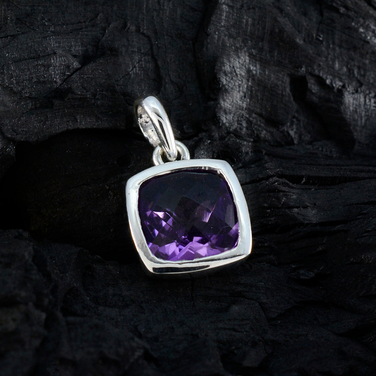 Amethyst Dainty German Sterling Silver Solitaire Mathilde Abstract Purple Pendant Jewellery