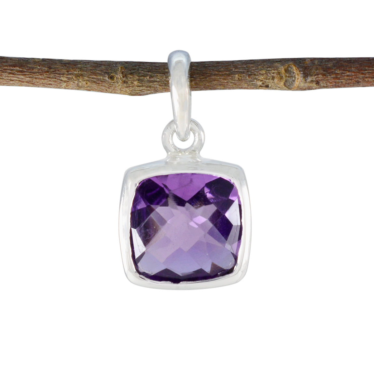 Amethyst zierlicher deutscher Sterlingsilber-Solitär-Anhänger in Lila Hauptbild