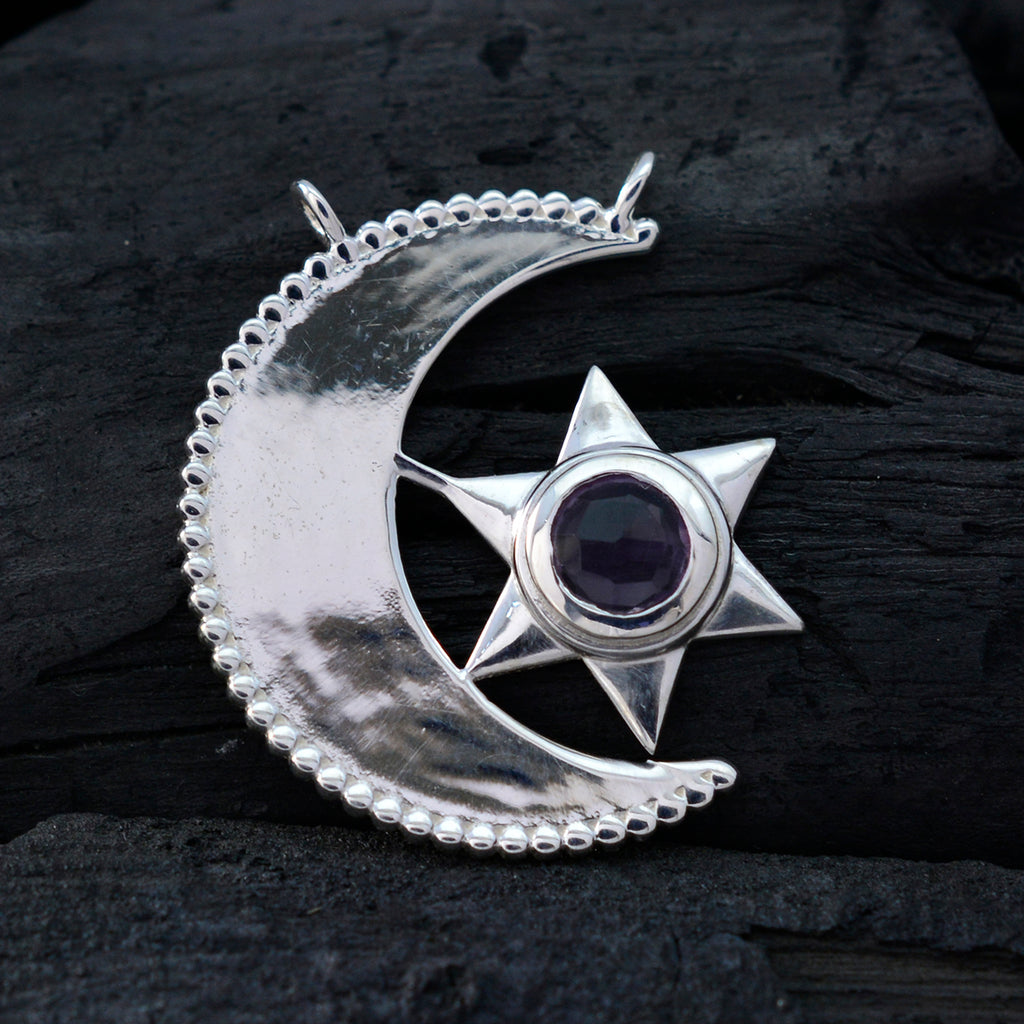 Amethyst Delicate French 925 Silver Solitaire Yasmin Love Purple Pendant Jewelry