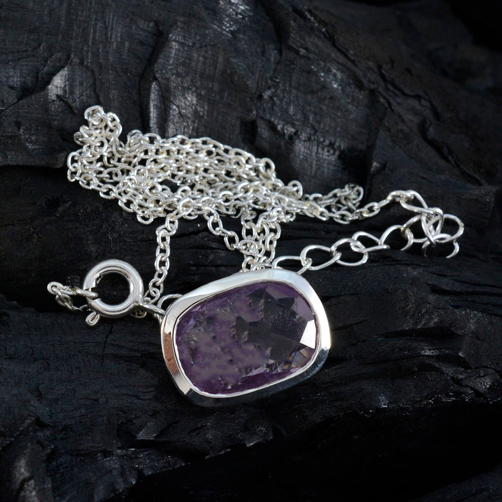 Amethyst Classic French 92.5 Silver Solitaire Valentina Romantic Purple Pendant Jewellery