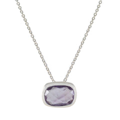 Amethyst Classic French 92.5 Silver Solitaire Purple Pendant