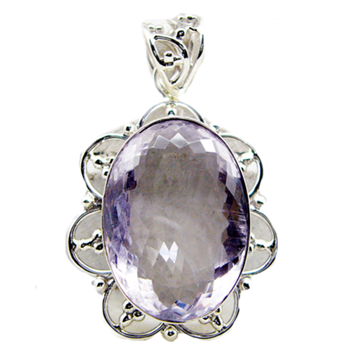 Amethyst Chunky Egyptian Sterling Silver Solitaire Purple Pendant