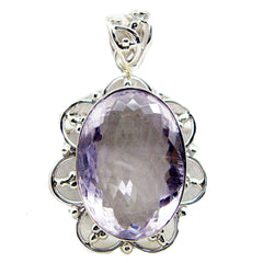 Amethyst Chunky Egyptian Sterling Silver Solitaire Purple Pendant