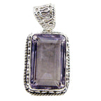 Amethyst Statement Moroccan Silver Solitaire Purple Pendant