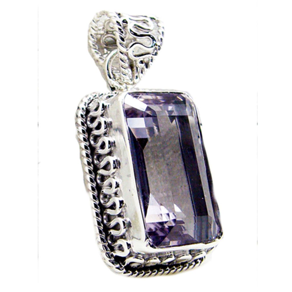Amethyst Statement Moroccan Silver Solitaire Luna Rope-Wire Purple Pendant Jewelry