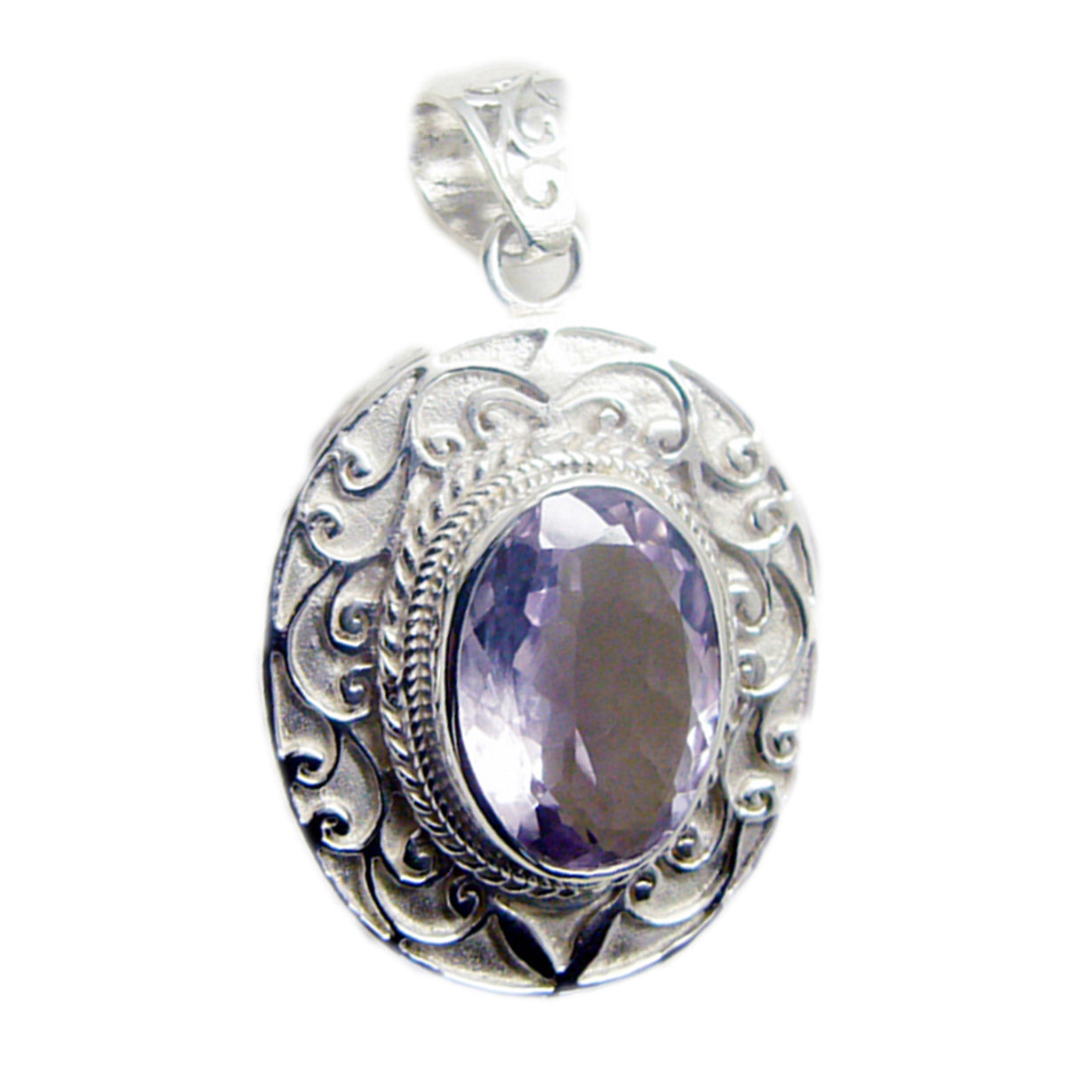 Pendentif solitaire marocain en argent 92,5 avec améthyste et fil de fer violet Image secondaire du produit