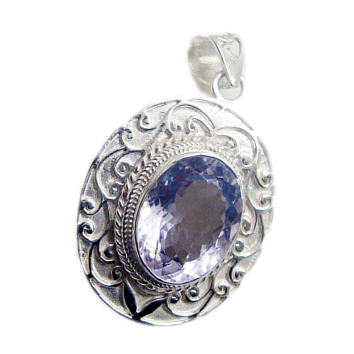 Pendentif solitaire marocain en argent 92,5 avec améthyste et fil de fer violet Image principale du produit