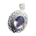 Amethyst Statement Moroccan 92.5 Silver Solitaire Nella Rope-Wire Purple Pendant Jewellery