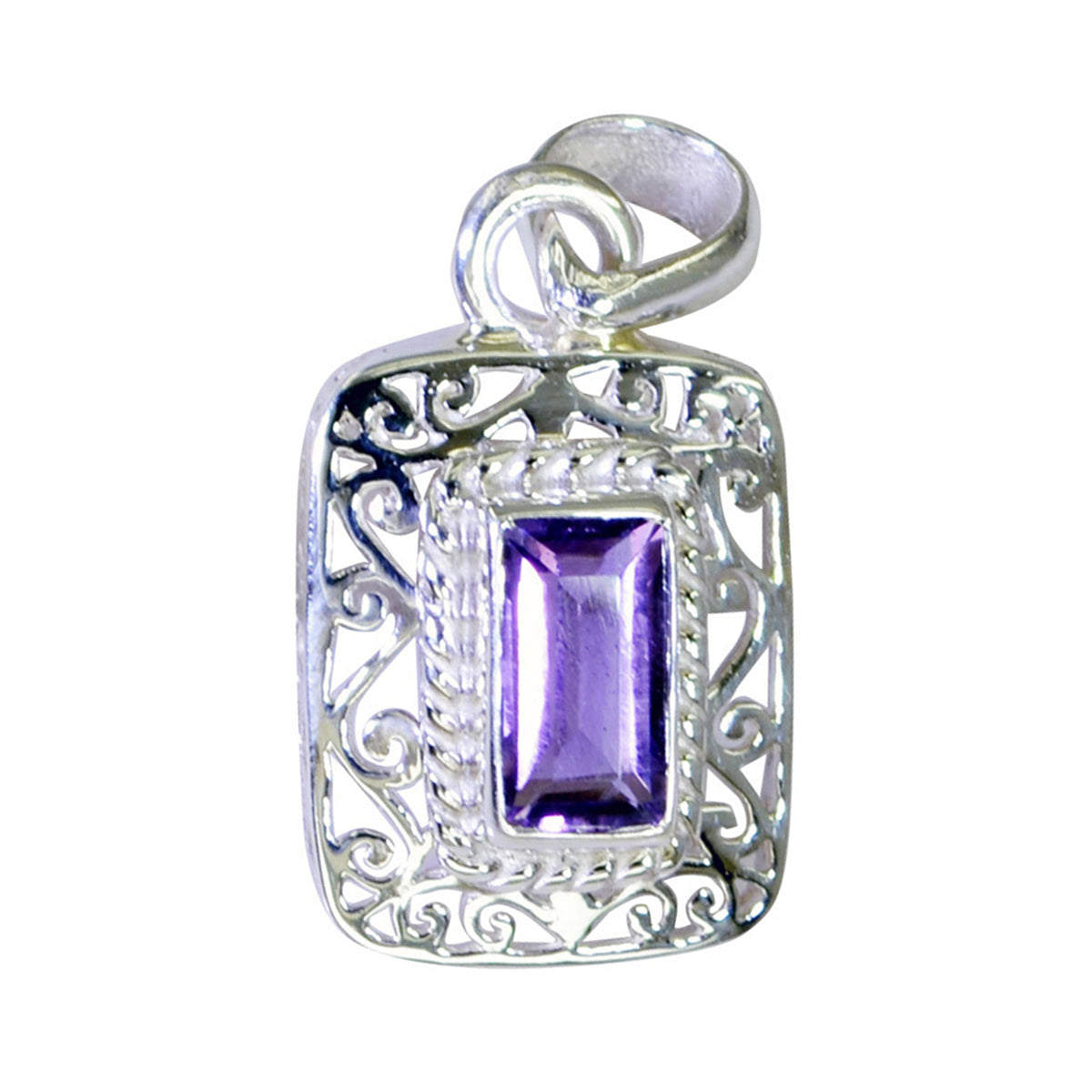 Amethyst Statement Mexican 92.5 Silver Solitaire Purple Pendant Imagen principal del producto