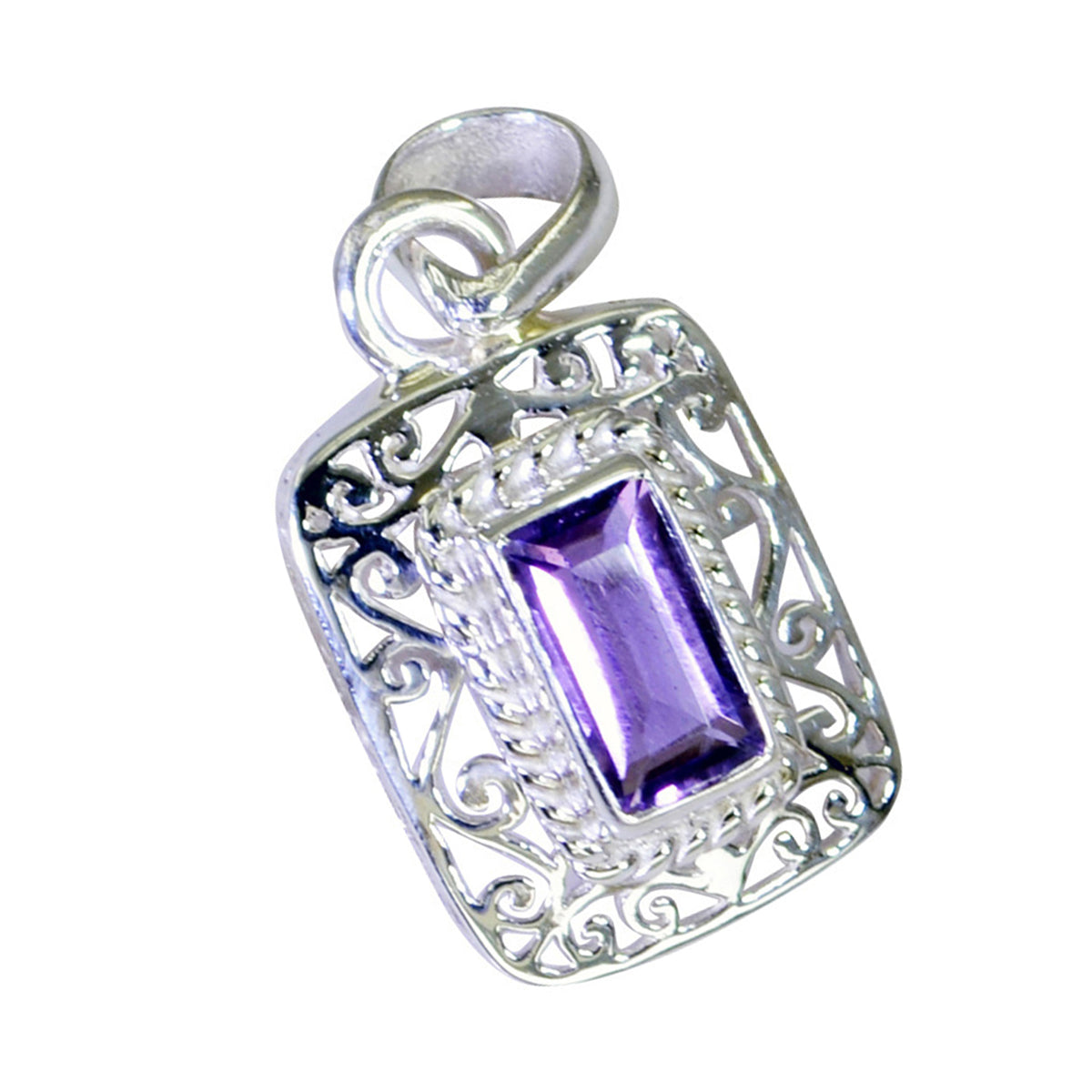 Colgante Pauline antiguo morado con solitario de plata mexicana 92.5 con amatista Imagen secundaria del producto